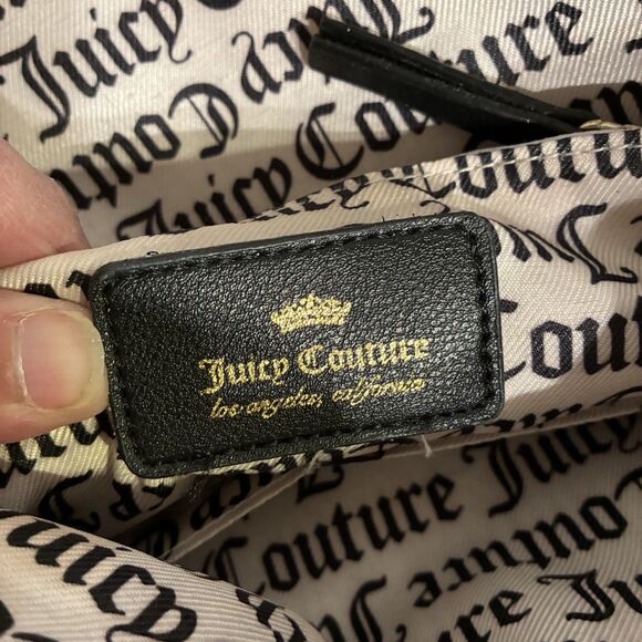 A Juicy Couture tan And Black Medium Backpack With Crown And Key. Fold Over Top - Picture 6 of 13